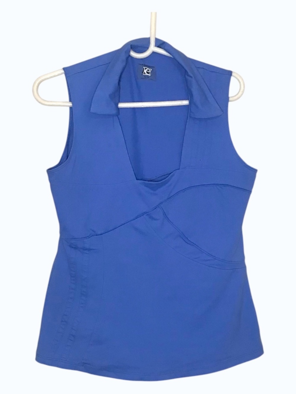 Blue Sleeveless Activewear Top Size M Collared Stretch